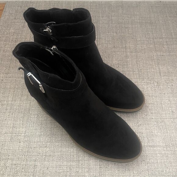 DR. SCHOLL’S Jacinda Ankle Booties Size 9 Black NEW Casual Comfort Fall Wedge - Picture 3 of 8